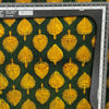 Pure Cotton Dabu  Dark Green With Yellow Leaves Motif Hand Block Print Fabric