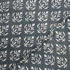 Pure Cotton Dabu Dark Grey With White Flower Motif Hand Block Print Fabric