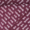 (Pre-Cut 2.45 Meter)Pure Cotton Dabu Dark Mauve With Leafy Motifs Hand Block Print Fabric