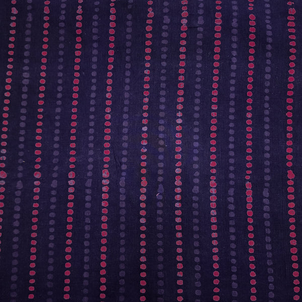 Pre-Cut 1.40 Meter Pure Cotton Dabu  Deep Purple With Pink Intricate Arrow Hand Block Print Fabric