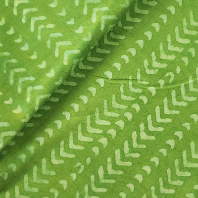 Pure Cotton Dabu Light Green With White Arrow Hand Block Print Fabric