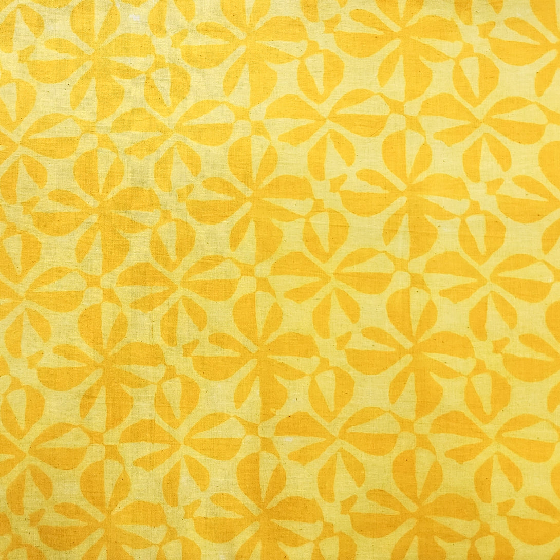 Pure Cotton Dabu Light Yellow Self Intricate Design Hand Block Print F ...