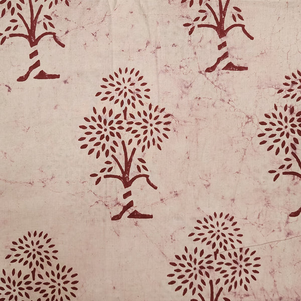 Pure Cotton Dabu Maroon Big Tree Hand Block Print Fabric