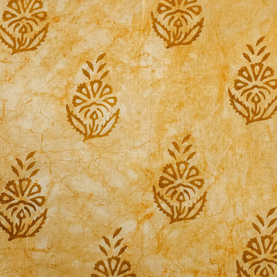 Pure Cotton Dabu Mustard Flower Motif Hand Block Print Fabric