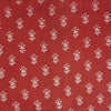 Pure Cotton Dabu Oarnge With White Flower Buds Hand Block Print Fabric