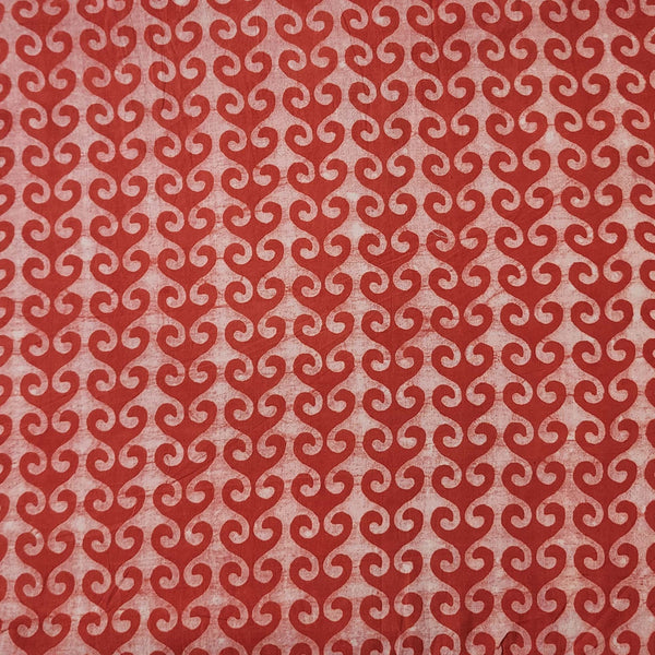 Pure Cotton Dabu Orange With Cream Border Hand Block Print Fabric