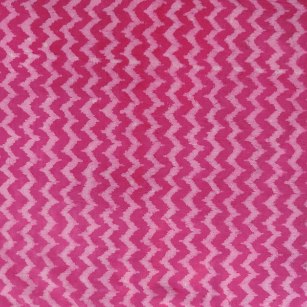 Pre-cut 1 meter Pure Cotton Dabu Pink With Cream Waves Hand Block Print Fabric