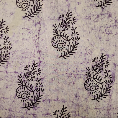 Pure Cotton Dabu Purple Flower Motif Hand Block Print Fabric