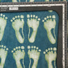 Pure Cotton Dabu  Teal Green With Cream Foot Motif Hand Block Print Fabric
