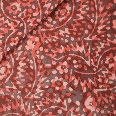 Pure Cotton Dabu With Rust Self Design Hand Block Print Fabric