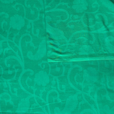 Pure Cotton Discharge Dark Green With Self Colour Flower Intricate Hand Block Print Fabric
