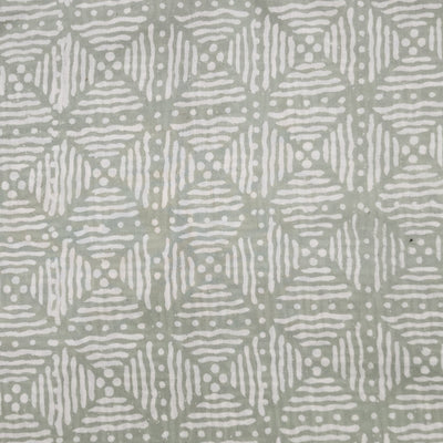 Pure Cotton Discharge Mint Green With White Intricate Design Hand Block Print Fabric