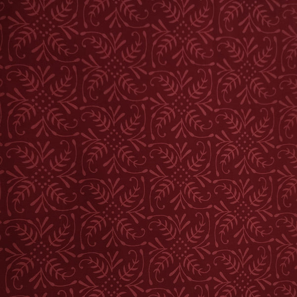 Pure Cotton Discharge Maroon With Self Intricate Design Hand Block Print Fabric