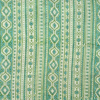 Pure Cotton Discharge Off White With Blue Intricate Stripes Design Hand Block Print Fabric