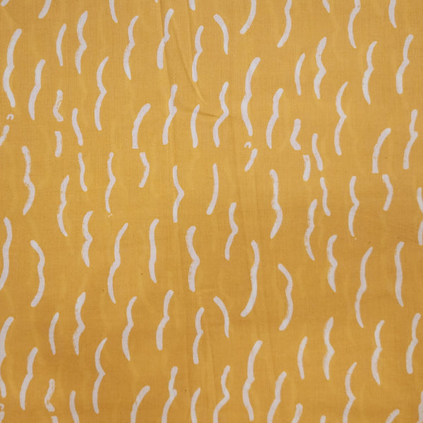 Pure Cotton Discharge Yellow With Cream Intricate Design Hand Block Print Fabric