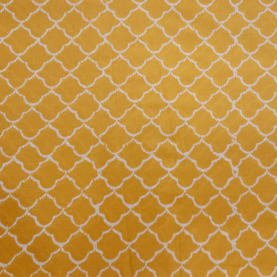 Pure Cotton Discharge Yellow With Off White Jaal Hand Block Print Fabric