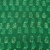 Pure Cotton Doby Dabu Dark Green With Flower Design  Hand Block Print Fabric