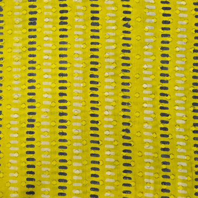 Pure Cotton Doby Dabu Lemon Green Stripes   Hand Block Print Fabric