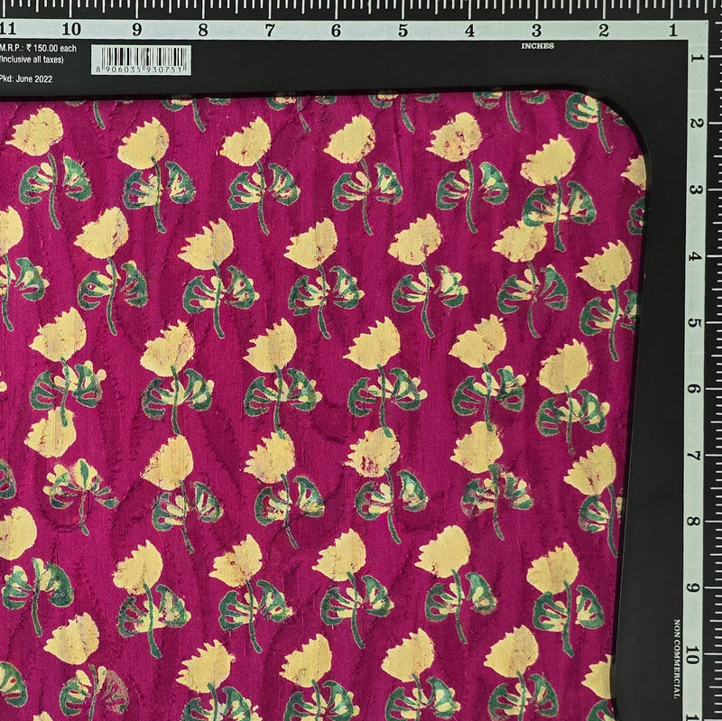 Pure Cotton Doby Dabu Pink With Cream Shy Flower Hand Block Print Fabric