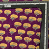 Pure Cotton Doby Dabu Purple With Cream Flower Motif Hand Block Print Fabric
