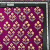 Pre Cut 1.6 m Pure Cotton Doby Dabu Purple With Yellow Flowers Motif Hand Block Print Fabric