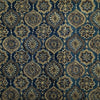 ( Pre-Cut 2 Meter ) Pure Cotton Double Ajrak Blue Mehendi Beige With All Over Pattern Hand Block Print Fabric