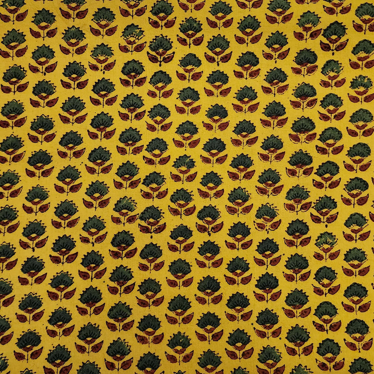Pre-Cut 1 Meter Pure Cotton Double Ajrak Turmeric Dyed With Single Flo ...