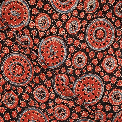 Pure Cotton Gad Ajrak Rust Red And Black Intricate Design  Hand Block Print Fabric