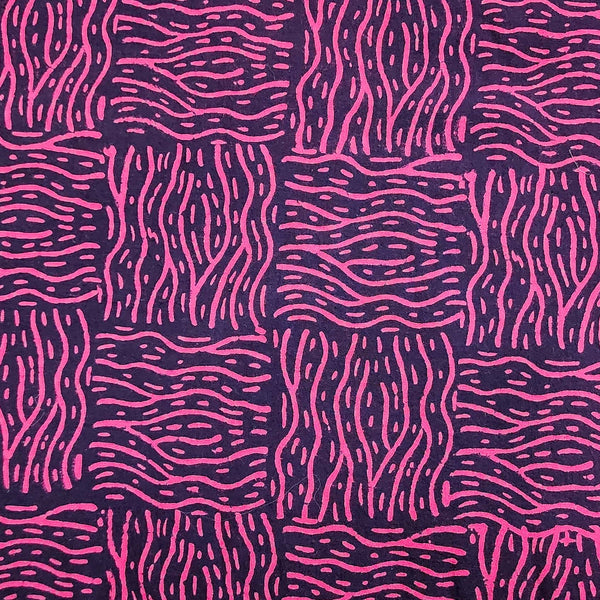 Pure Cotton Gamthi Dark Purple With Light Purple Intricate Design Hand Block Print Fabric