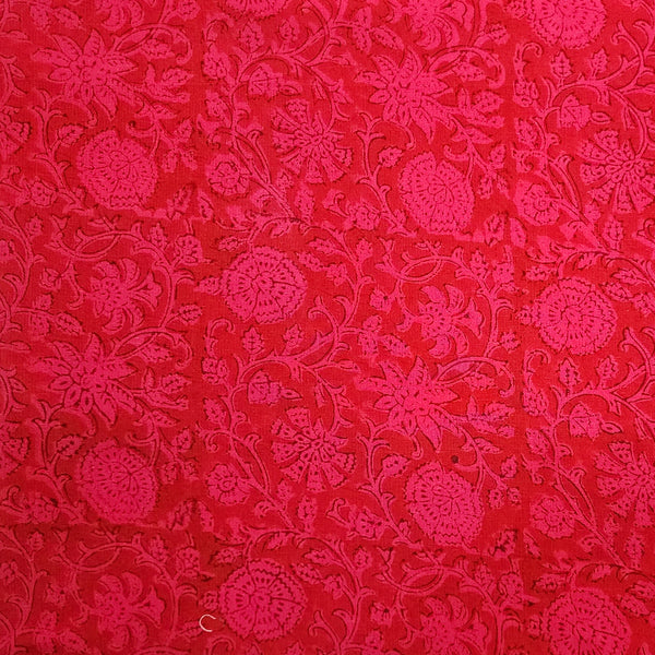 Pure Cotton Gamthi Pink Flower Jaal  Hand Block Print Fabric