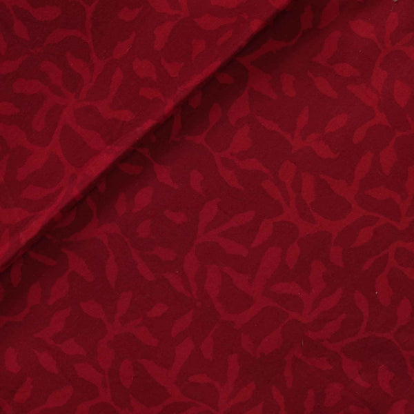 BLOUSE PIECE 0.80 METER Pure Cotton Gamthi Red With Light Red Leafy Jaal Hand Block Print Fabric