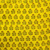 Pure Cotton Gamthi Yellow With Green And Mustard Flower Motif Hand Block Print Fabric