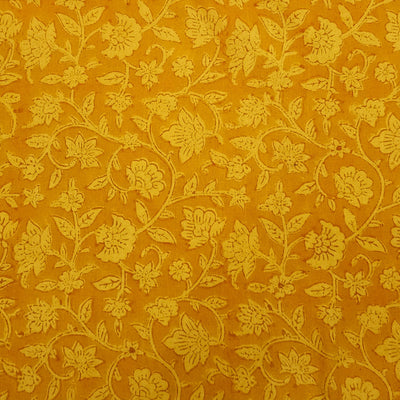 Pure Cotton Gamthi Yellow With Self Colour Intricate Design Hand Block Print Fabric