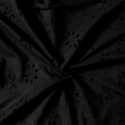 ( Width 58 Inches ) Pure Cotton Hakoba Black With Flower Design Fabric