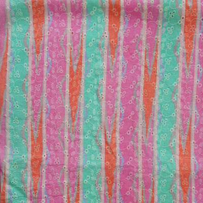 ( Width 44 Inches ) Pure Cotton Hakoba Floral Blue And Pink  Colours Arrows Hand Block Print Fabric