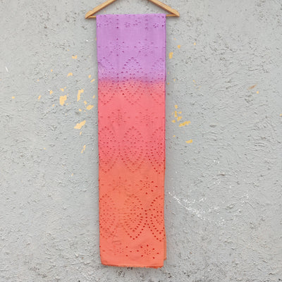 ( Width 56 Inches  ) Pure Cotton Hakoba Three Shades Of Light Purple With Peach And Orange Hand Woven Fabric