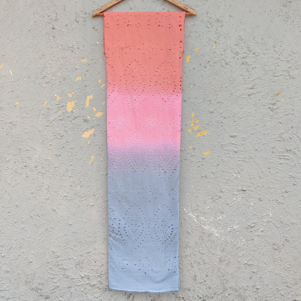 ( Width 56 Inches ) Pure Cotton Hakoba Three Shades Of Peach And Pink And Mint Green Hand Woven Fabric