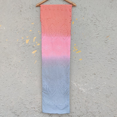 ( Width 56 Inches ) Pure Cotton Hakoba Three Shades Of Peach And Pink And Mint Green Hand Woven Fabric