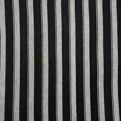 Pure Cotton Handloom Black And Grey Stripes Hand Woven Fabric