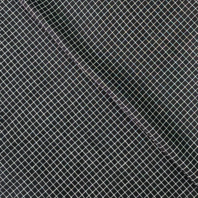 Pure Cotton Handloom Black With White Tiny Checks Hand Woven Fabric
