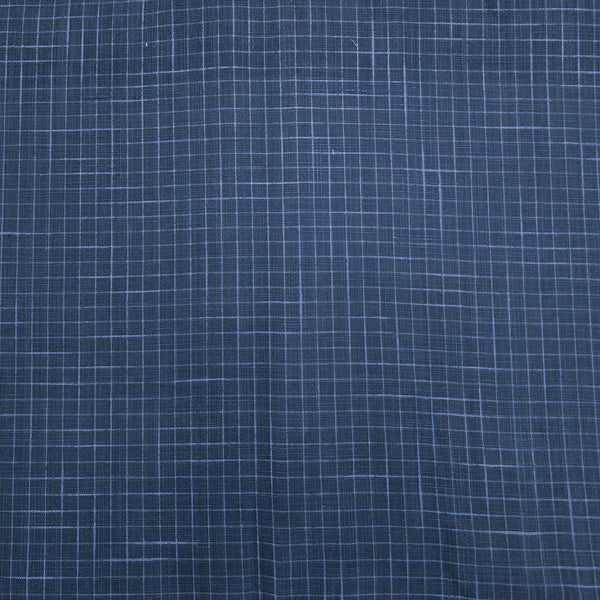 Pure Cotton Handloom Blue Small Checks Hand Woven Fabric