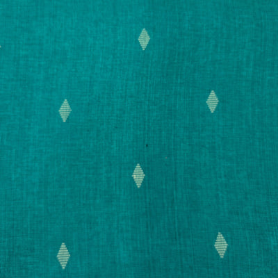 Pure Cotton Handloom Blue With Cream Diamond Weave Fabric
