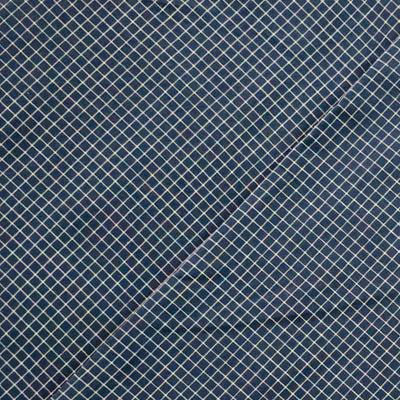 Pure Cotton Handloom Blue With White Tiny Checks Hand Woven Fabric
