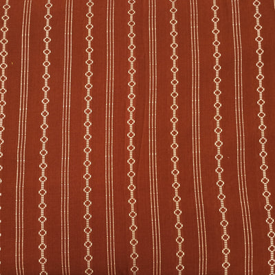 Pure Cotton Handloom Brown With Cream Stripes And Border Hand Woven Fabric