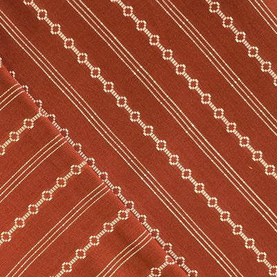 Pure Cotton Handloom Brown With Cream Stripes And Border Hand Woven Fabric