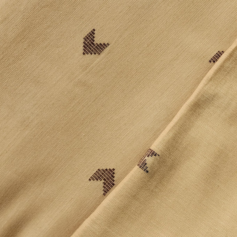 Pure Cotton Handloom Cream With Brown Arrowhead Motifs Fabric