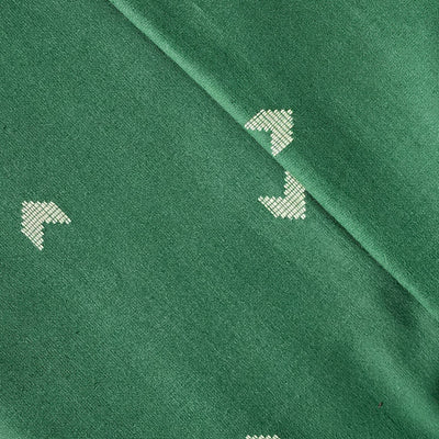 Pure Cotton Handloom Dark Green  With White Arrowhead Motifs Fabric