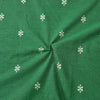 Pure Cotton Handloom Dark Green With White Motif Hand Woven Fabric
