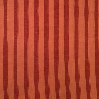 Pure Cotton Handloom Dark Peach  With Light Peach Stripes Hand Woven Fabric