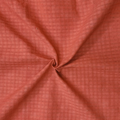 ( Pre-Cut 1.20 Meter ) Pure Cotton Handloom Dark Peach With Shades Of Red Hand Woven Fabric